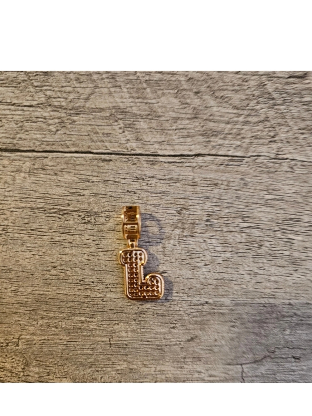 Initial 'J' Pendant Necklace Charm in Gold with Clear Stones - Picture 2 of 2